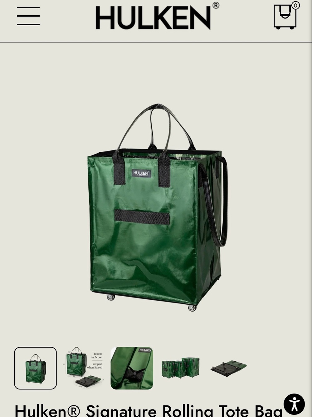 Hulken Metalliac Green  Signature Rolling Tote Bag